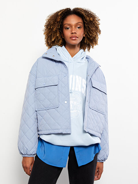 XSIDE Women's Down Jacket With Stand Collar Quilted Pattern Long Sleeve - S30409Z8-SPD