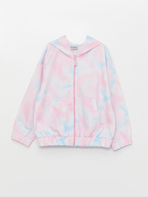 LCW Kids Hooded Batik Patterned Long Sleeve Girls' Zip-Up Sweatshirt - S30713Z4-F9C