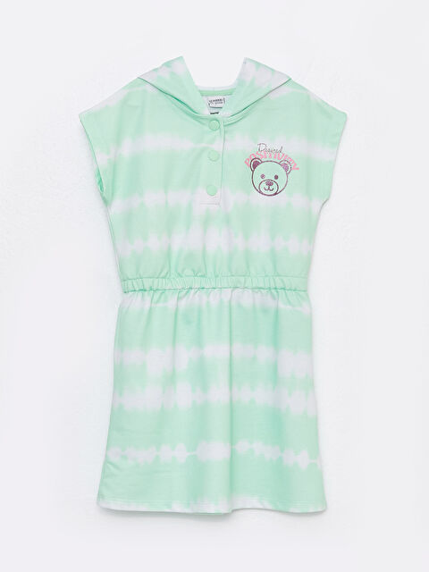 LCW Kids Hooded Printed Short Sleeve Girl Dress - S30751Z4-LU2