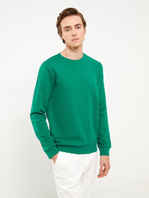 LCWAIKIKI Basic سويت شيرت كم طويل بياقة دائرية للرجال - S31062Z8-TTN