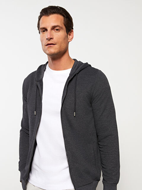 LCWAIKIKI Basic Мужской спортивный кардиган с капюшоном и длинным рукавом - S31066Z8-D5D