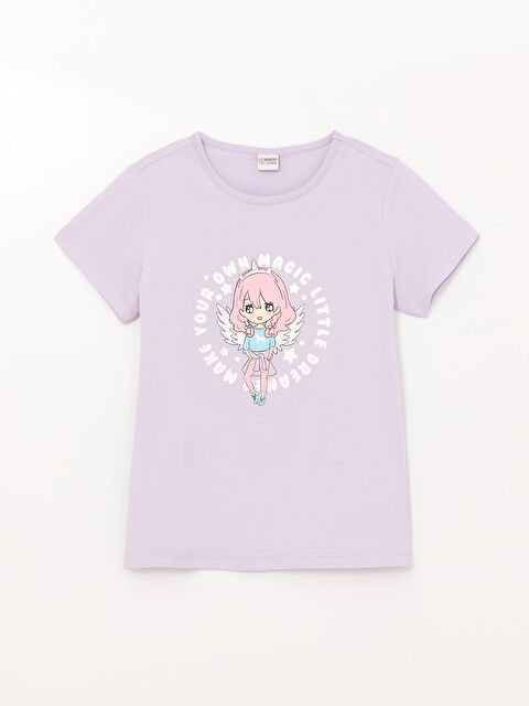 LCW Kids Crew Neck Short Sleeve Printed Girls' T-Shirt - S31119Z4-G0W
