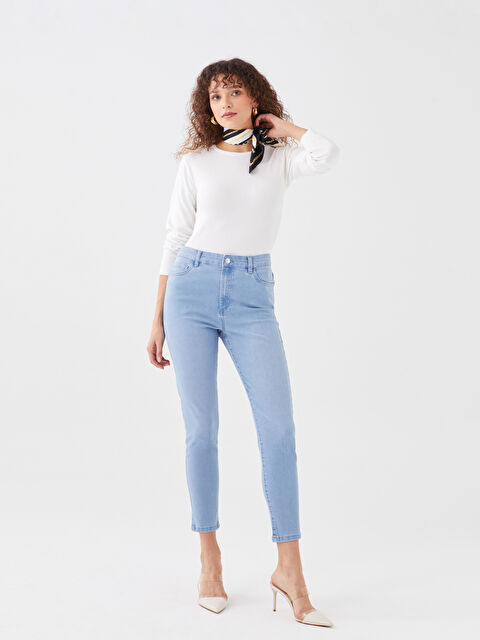 LCWAIKIKI Basic Women's High Waisted Slim Fit Regular Denim Trousers - S31248Z8-311