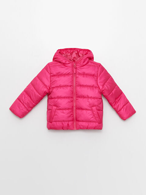 LCW baby Kapüşonlu Uzun Kollu Kız Bebek Mont