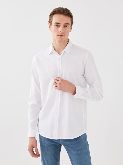 XSIDE Slim Fit Long Sleeve Gabardine Men's Shirt - S31460Z8-Q6K