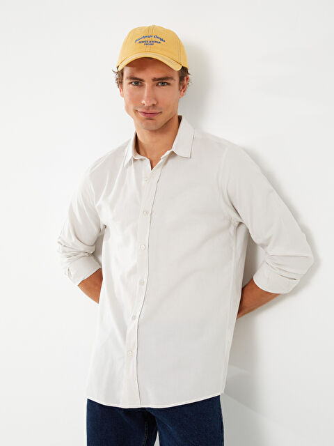 XSIDE Slim Fit Long Sleeve Gabardine Men's Shirt - S31460Z8-S8M