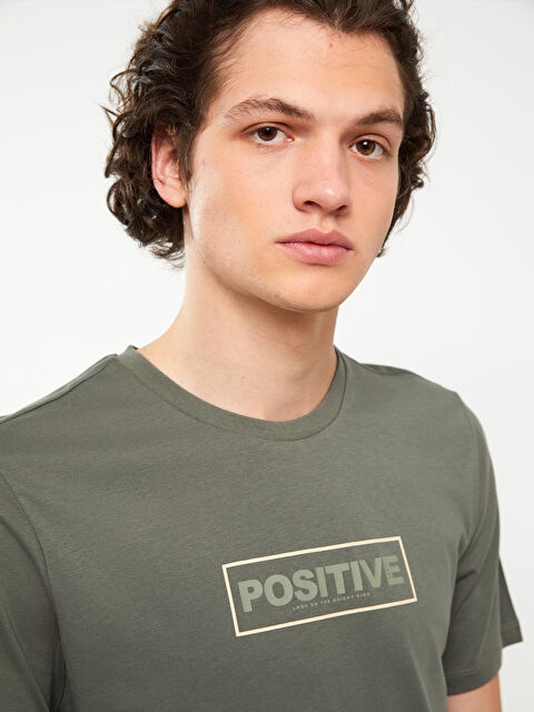 XSIDE Crew Neck Short Sleeve Printed Combed Cotton Men's T-shirt - S31489Z8-SQS