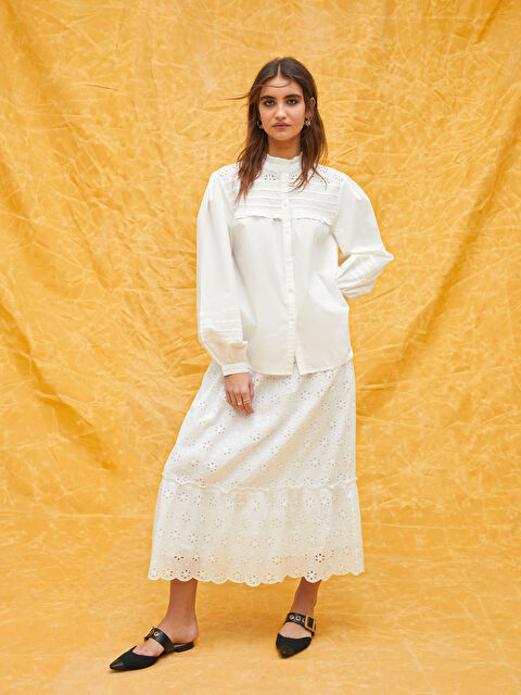 LCW Modest Юбка А-силуэта с вышивкой и эластичной талией для женщин - S31692Z8-S37