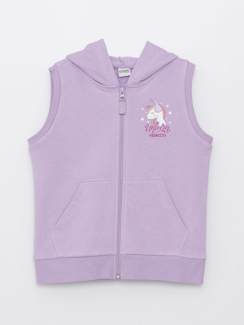 LCW Kids Принтті капюшонды қыздарға арналған сыдырмалы жилет - S31897Z4-KYB