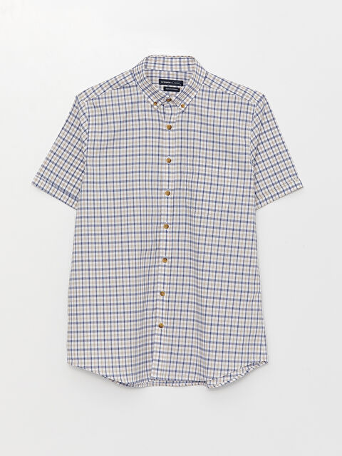 LCWAIKIKI Classic Рубашка мужская оксфордская в клетку стандартного кроя с короткими рукавами - S32119Z8-LKQ