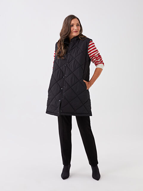 LCW Grace Dik Yaka Kapitone Desenli Kadın Yelek