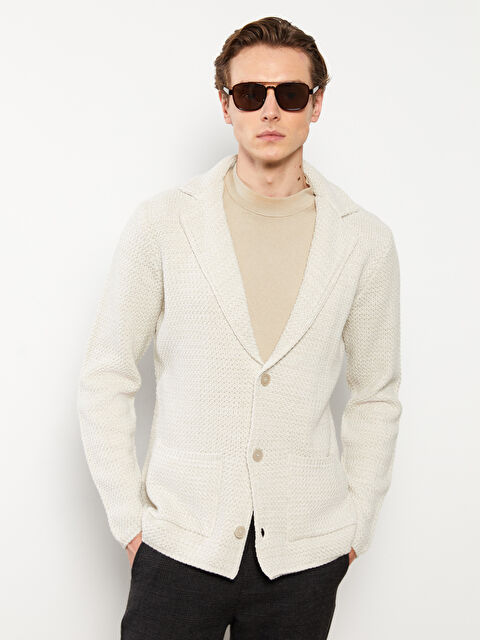 LCW Vision Slim Fit Shawl Collar Men's Knitwear Cardigan - S32531Z8-HZZ