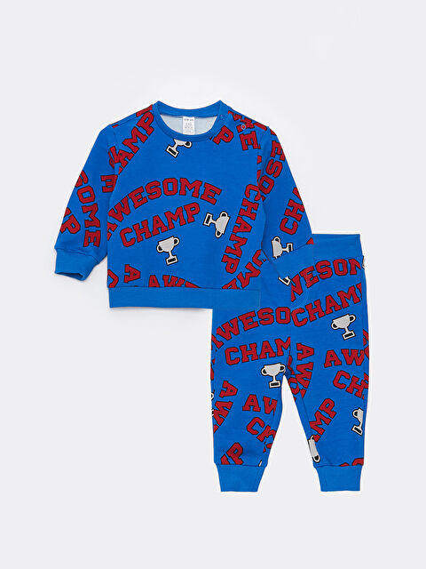 LCW baby Crew Neck Printed Baby Boys' Sweatshirt and Sweatpants - S32544Z1-SMN
