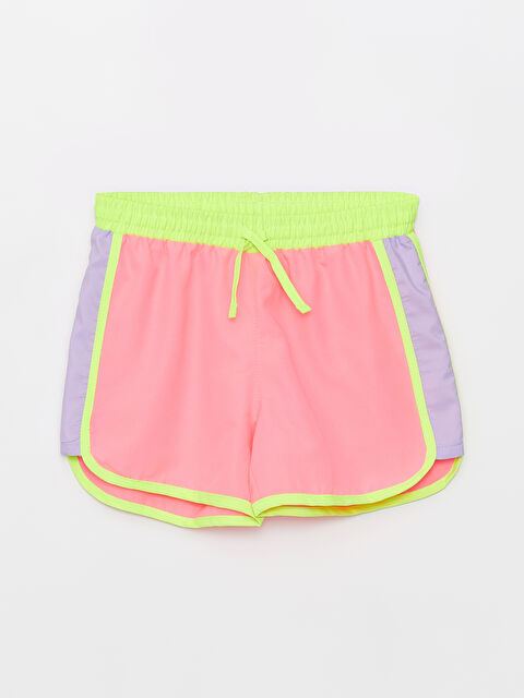 LCW Kids Elasticated Waist Color Block Girls' Swimming Shorts - S32548Z4-PJN