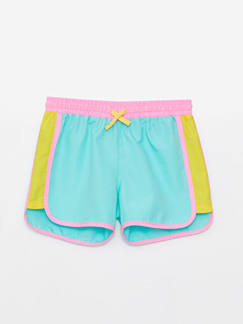 LCW Kids Elasticated Waist Color Block Girls' Swimming Shorts - S32548Z4-SRY