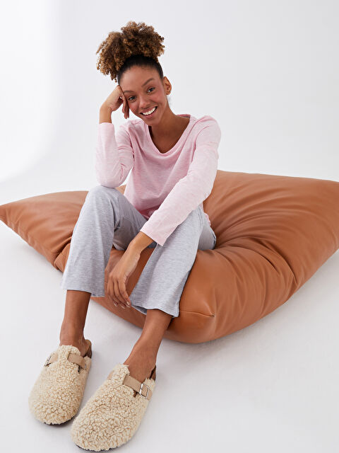 LCW DREAM Crew Neck Plain Long Sleeve Women's Pyjama Set - S32726Z8-E6R