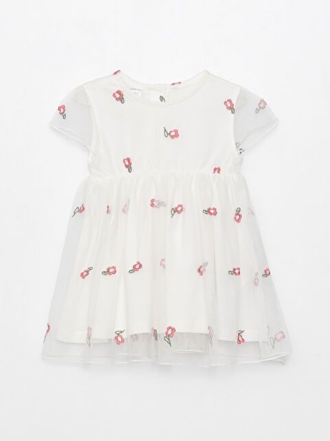 LCW baby Crew Neck Short Sleeve Baby Girls' Dress - S32890Z1-LRB