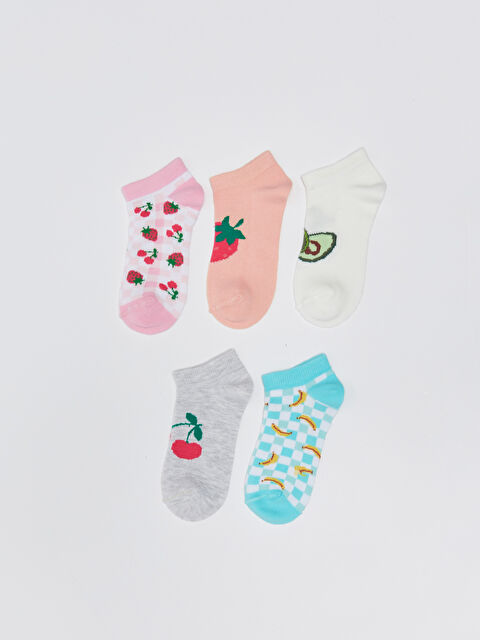 LCW Kids Patterned Girls' Trainer Socks 5 Pack - S33145Z4-J3N