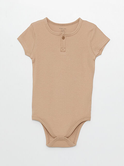 LCW baby Crew Neck Short Sleeved Baby Boy Press Stud Bodysuit - S33344Z1-GJH