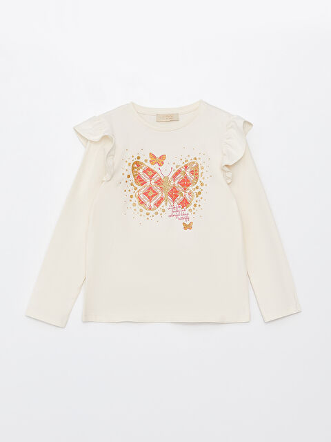 LCW Kids Crew Neck Printed Long Sleeve Girls' T-Shirt - S33366Z4-FRC