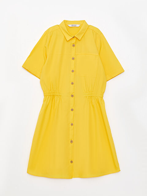 LCW Kids Shirt Neck Basic Short Sleeve Girl Dress - S33666Z4-G4L