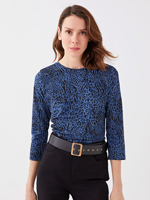 LCWAIKIKI Basic Crew Neck Floral Long Sleeve Women's T-Shirt - S33844Z8-LSJ