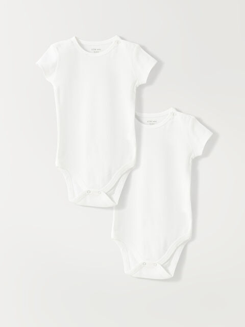 LCW baby Bisiklet Yaka Kısa Kollu Basic Kız Bebek Çıtçıtlı Body 2'li - S33905Z1-E5X