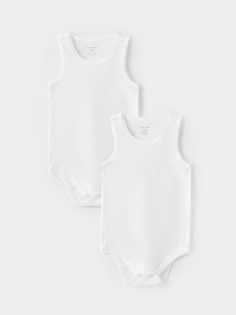 LCW baby Bisiklet Yaka Basic Kız Bebek Çıtçıtlı Bodysuit 2'li