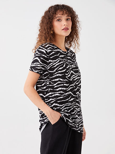 LCWAIKIKI Basic Crew Neck Patterned Short Sleeve Women's T-Shirt - S34220Z8-LQJ