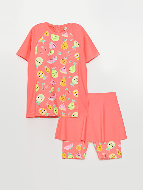 LCW Kids Bisiklet Yaka Kız Çocuk Mayo ve Tayt - S34439Z4-MRJ