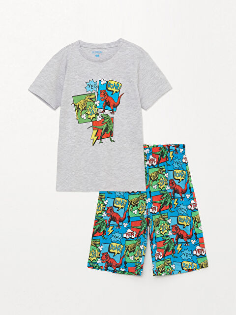 LCW Kids Ensemble Pyjama Court à Manches Courtes Imprimé pour Garçons Col Rond - S34568Z4-LAK