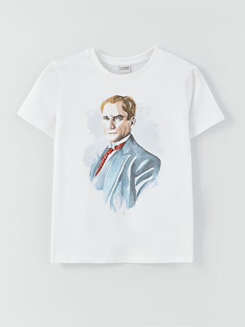 LCW Kids Bisiklet Yaka Atatürk Baskılı Kısa Kollu Erkek Çocuk Tişört - S34581Z4-R9K