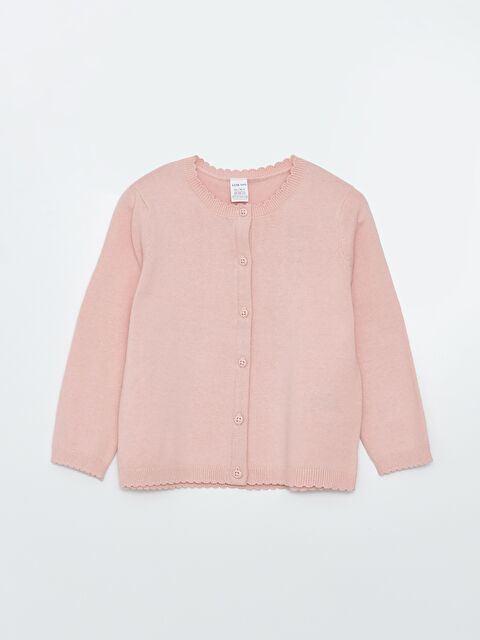 LCW baby Bisiklet Yaka Uzun Kollu Kız Bebek Triko Hırka