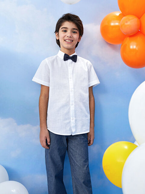 LCW Kids Basic Short Sleeve Boy Shirt and Bow Tie - S34916Z4-R9K