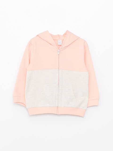 LCW baby سويت شيرت بسحاب بكابوش كم طويل للبنات الرضع - S35146Z1-FXB