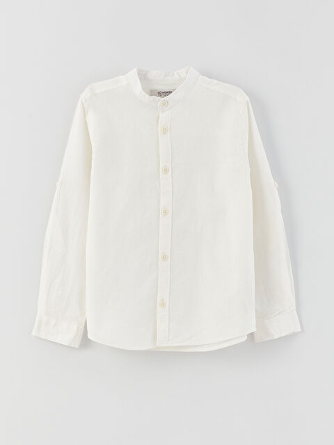 LCW Kids Grandad Collar Basic Long Sleeve Boys' Shirt - S35371Z4-L7Y