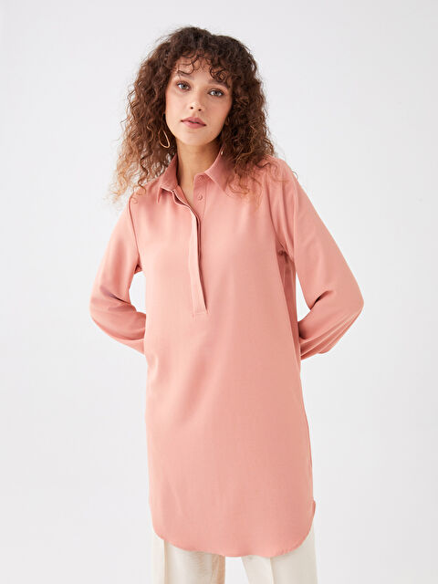 LCWAIKIKI Classic قميص تونيك للسيدات كم طويل سادة - S35385Z8-GGN