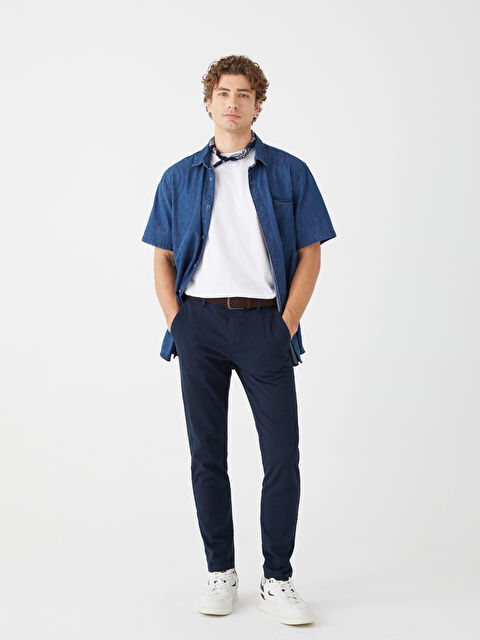 XSIDE بنطلون رجالي بقصة رفيعة من قماش التويل - S35474Z8-SKL