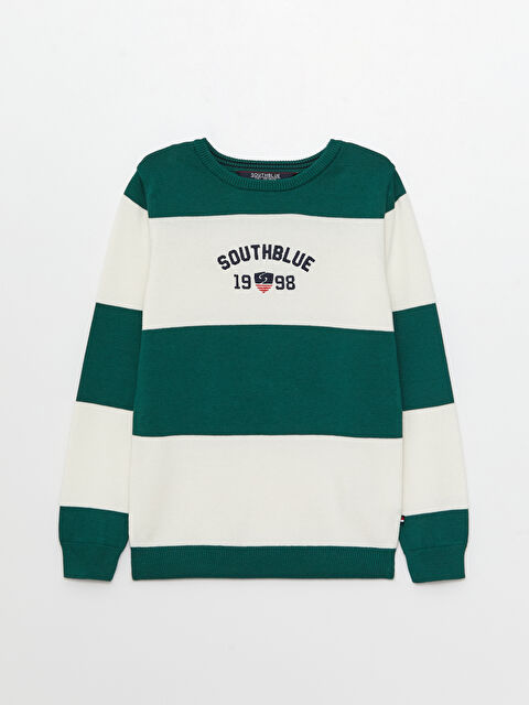 SOUTHBLUE بلوز یه‌خه‌ خڕ خەتخەت قۆڵ درێژ بۆ کوڕان تریکۆ سوێته‌ر - S35808Z4-SMD