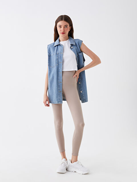 LCW Vision طماق مستقيم بخصر مرن بدون خياطة للسيدات - S35846Z8-GC4