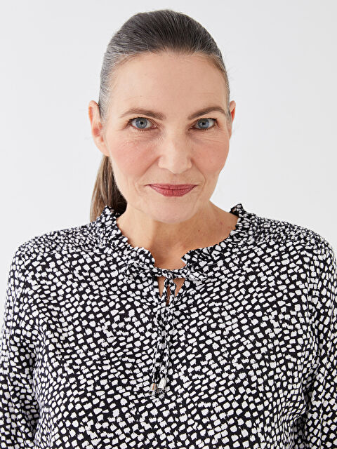 LCW Grace Tie Neck Patterned Long Sleeve Women's Blouse - S36108Z8-LQJ