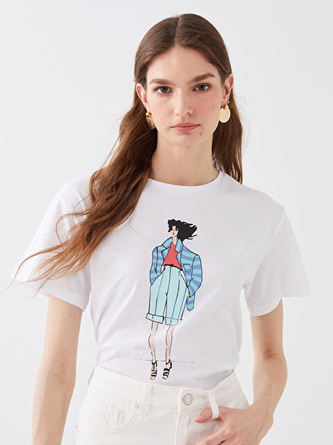 LCW Vision Γυναικείο T-Shirt με Στρογγυλή Λαιμόκοψη και Εκτύπωση - S36283Z8-R5B