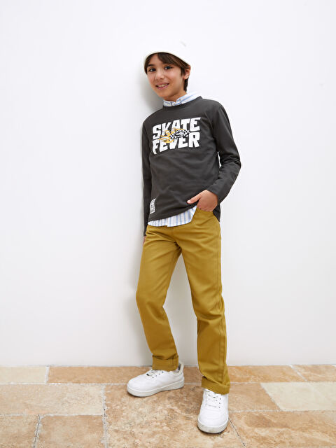 LCW Kids Crew Neck Printed Long Sleeve Boys' T-Shirt - S36374Z4-HDE