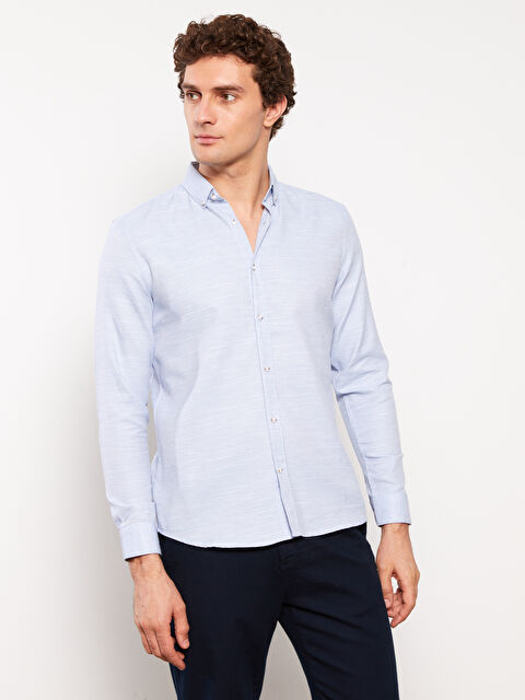 LCW Vision Chemise Pour Hommes Coupe Svelte Dobby Manches Longues - S36446Z8-S0S