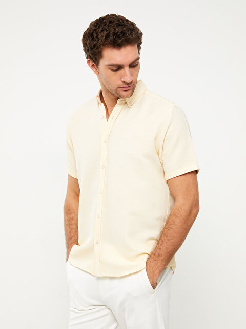 LCW Vision Slim Fit Short Sleeve Dobby Men's Shirt - S36449Z8-SYF