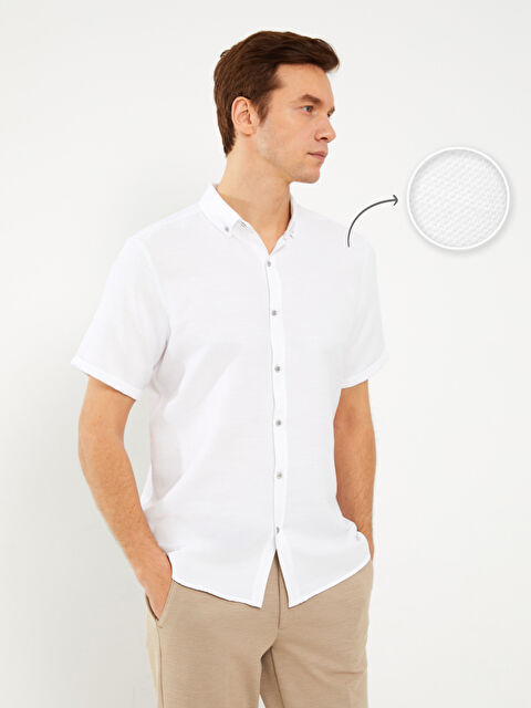 LCW Vision Slim Fit Short Sleeve Dobby Men's Shirt - S36449Z8-KE8