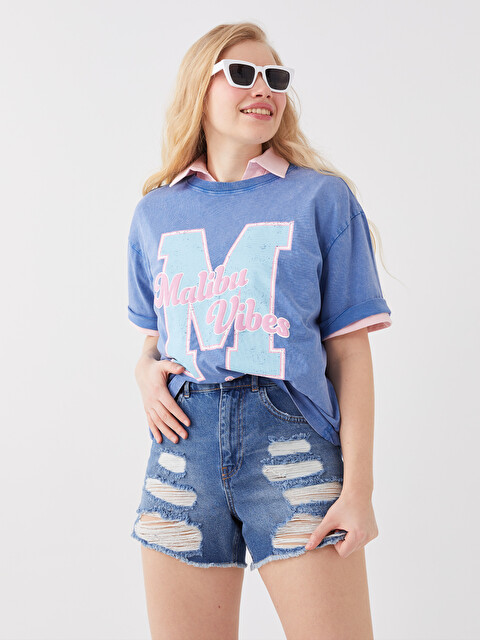 LCW Jeans Standard Fit Ripped Detail Women's Denim Shorts