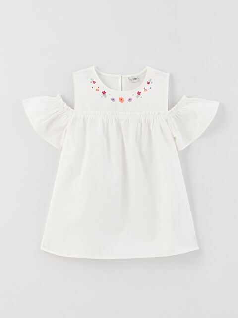 LCW Kids Crew Neck Printed Short Sleeve Girls Blouse - S36541Z4-LXH