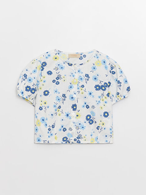 LCW Kids Crew Neck Patterned Short Sleeve Crop Girls' Shirt - S36996Z4-LRA