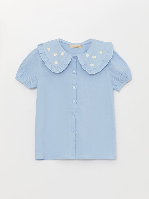 LCW Kids Baby Collar Embroidered Short Sleeve Girl Shirt - S37067Z4-FMR